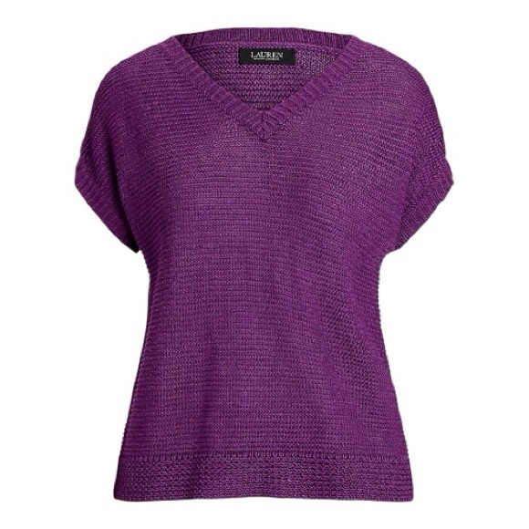 Ralph Lauren Women's V-Neck Purple Dawn Sweater - Picture 1 of 9
